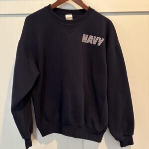 US Navy‎ Sweatshirt Mens Medium Navy Blue Made in USA Soffe Crewneck Pullover